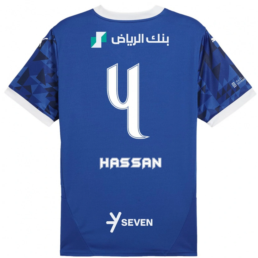 Danxen Barn Eman Hassan #4 Mörkblå Vit Hemmatröja Matchtröjor 2024/25 Tröjor T-Tröja