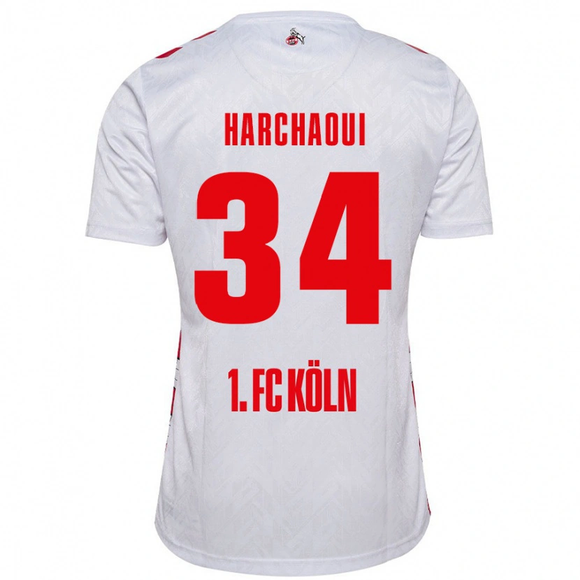 Danxen Barn Fayssal Harchaoui #34 Vit Röd Hemmatröja Matchtröjor 2024/25 Tröjor T-Tröja