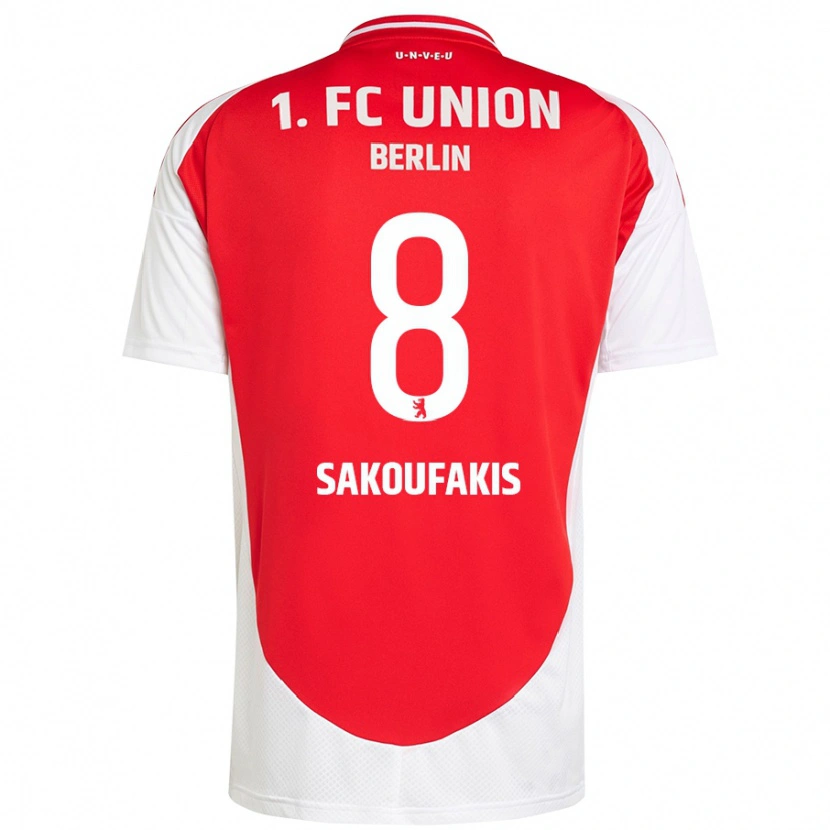 Danxen Barn Theodor Sakoufakis #8 Röd Vit Hemmatröja Matchtröjor 2024/25 Tröjor T-Tröja