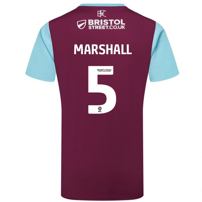 Danxen Barn Georgia Marshall #5 Vinröd Himmelsblå Hemmatröja Matchtröjor 2024/25 Tröjor T-Tröja