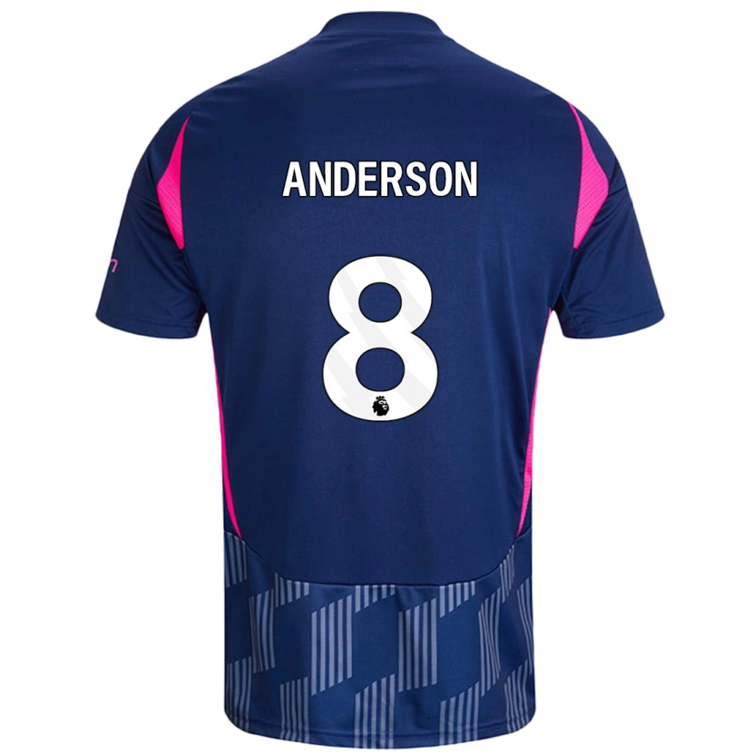 Danxen Barn Elliot Anderson #8 Kungsblå Rosa Bortatröja Matchtröjor 2024/25 Tröjor T-Tröja