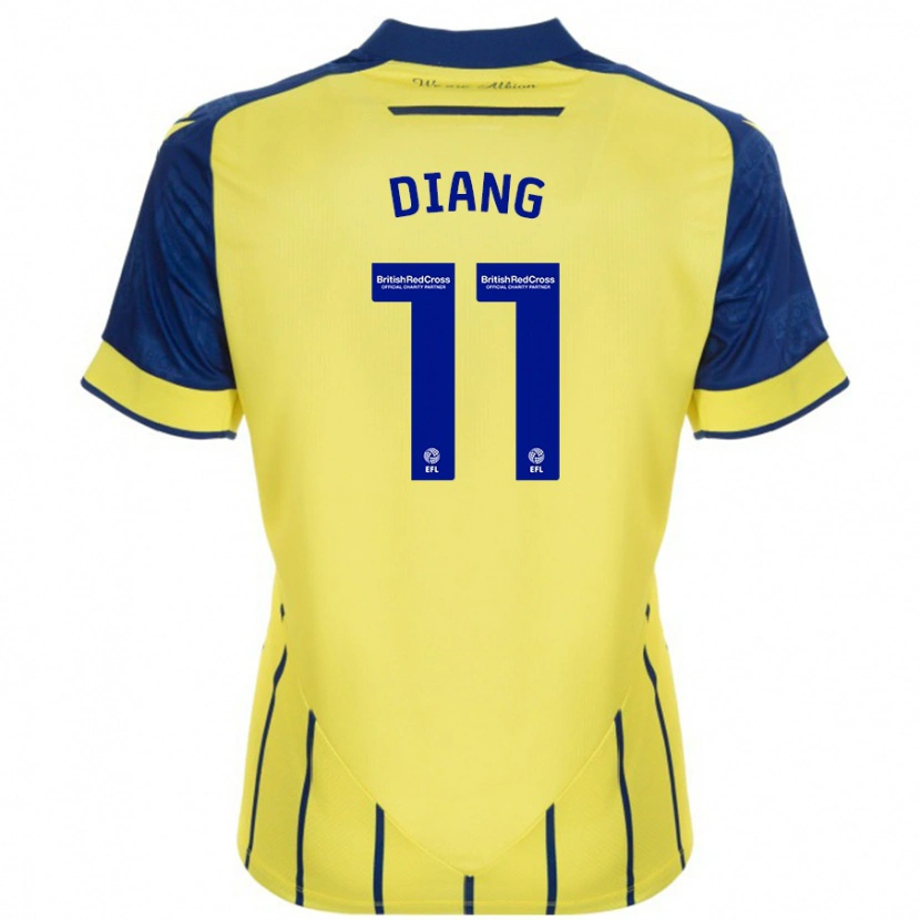 Danxen Barn Grady Diangana #11 Gul Blå Bortatröja Matchtröjor 2024/25 Tröjor T-Tröja
