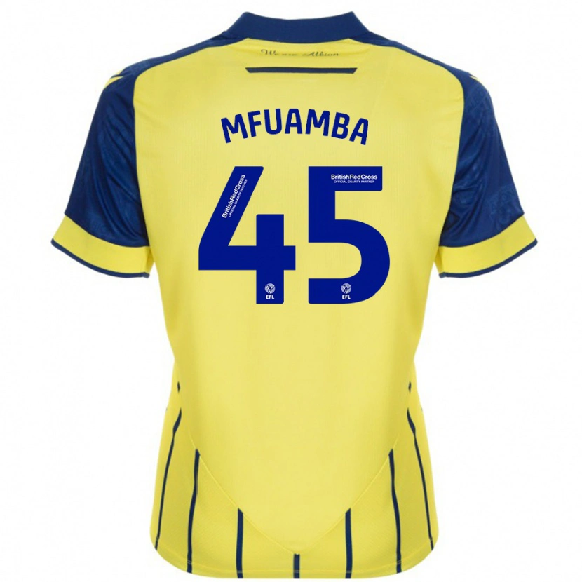 Danxen Barn Kevin Mfuamba #45 Gul Blå Bortatröja Matchtröjor 2024/25 Tröjor T-Tröja