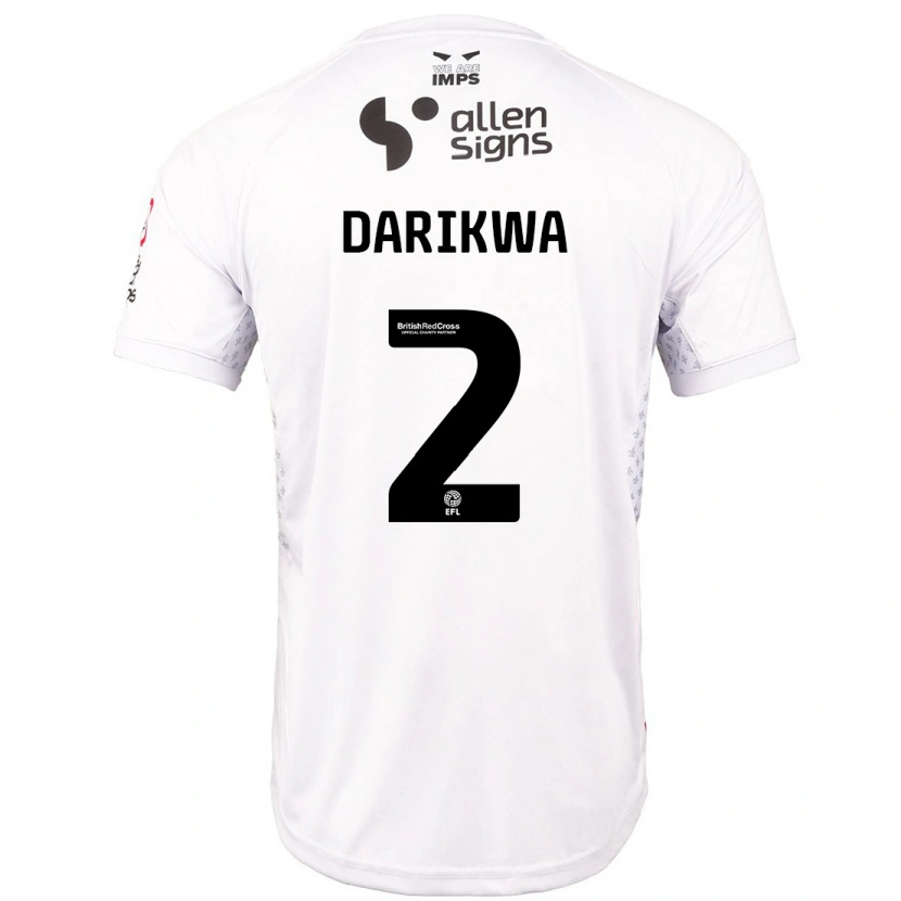 Danxen Barn Tendayi Darikwa #2 Röd Vit Bortatröja Matchtröjor 2024/25 Tröjor T-Tröja
