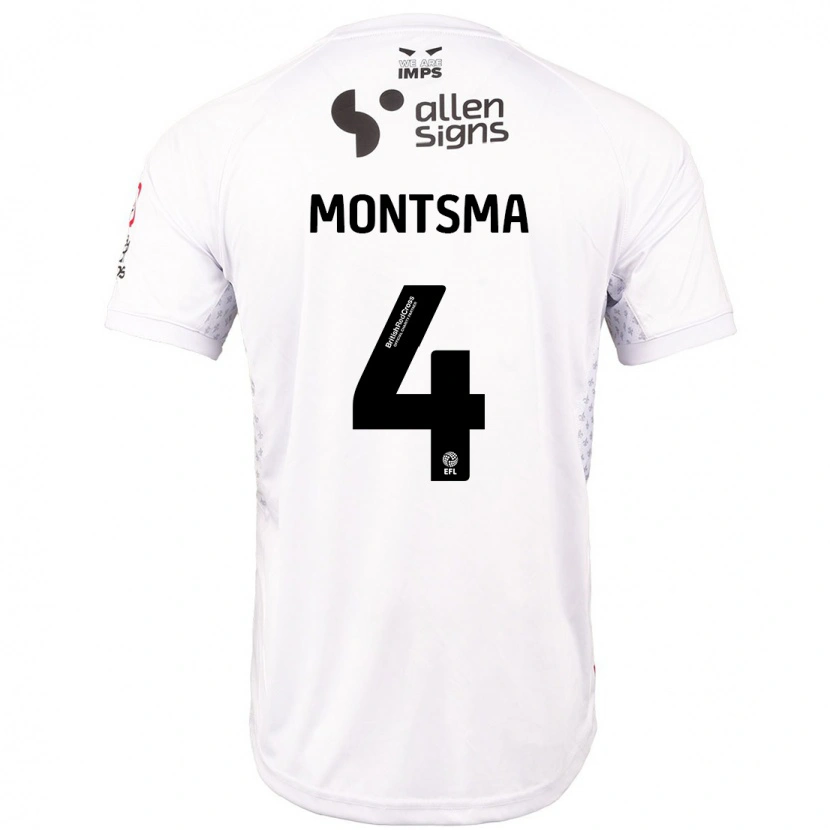 Danxen Barn Lewis Montsma #4 Röd Vit Bortatröja Matchtröjor 2024/25 Tröjor T-Tröja