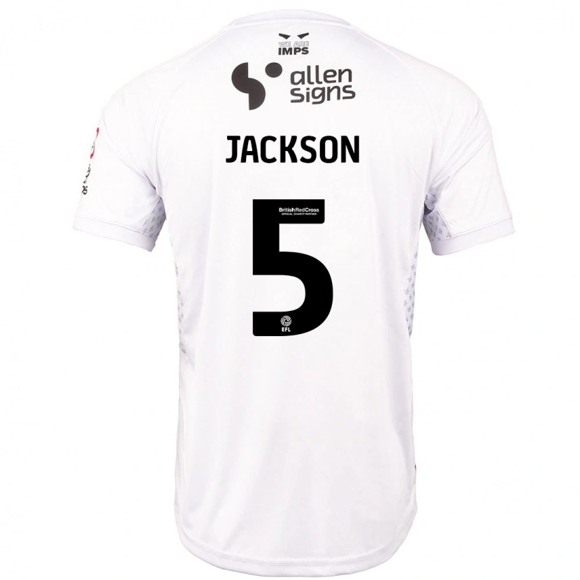 Danxen Barn Adam Jackson #5 Röd Vit Bortatröja Matchtröjor 2024/25 Tröjor T-Tröja