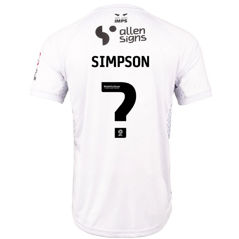 Danxen Barn John Simpson #0 Röd Vit Bortatröja Matchtröjor 2024/25 Tröjor T-Tröja