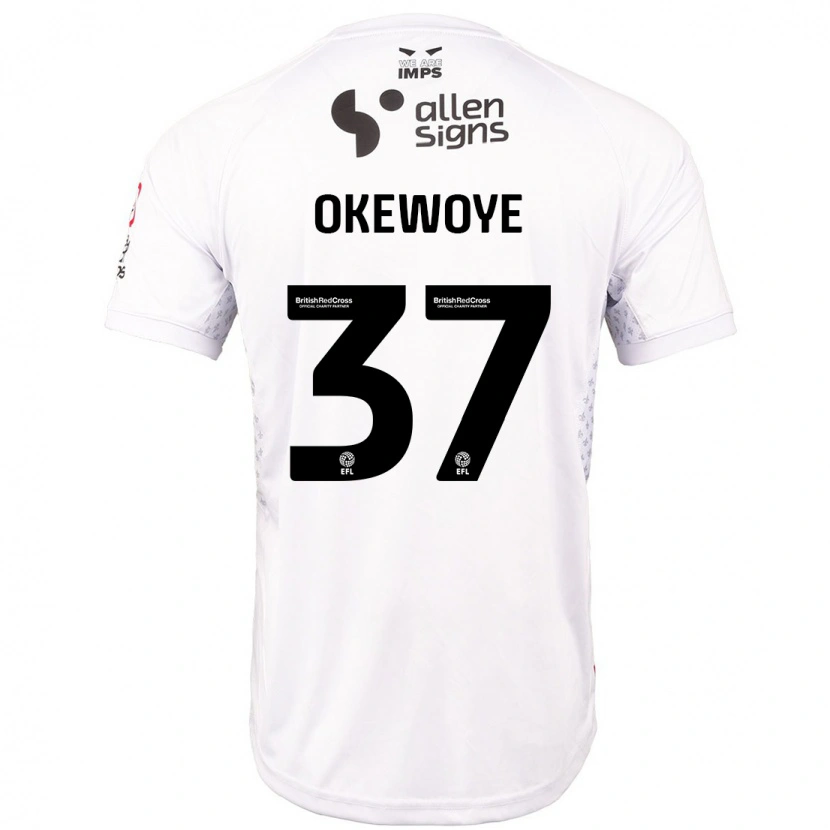 Danxen Barn Gbolahan Okewoye #37 Röd Vit Bortatröja Matchtröjor 2024/25 Tröjor T-Tröja