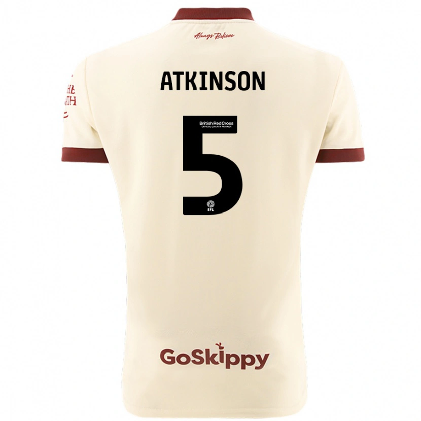 Danxen Barn Rob Atkinson #5 Gräddvit Bortatröja Matchtröjor 2024/25 Tröjor T-Tröja