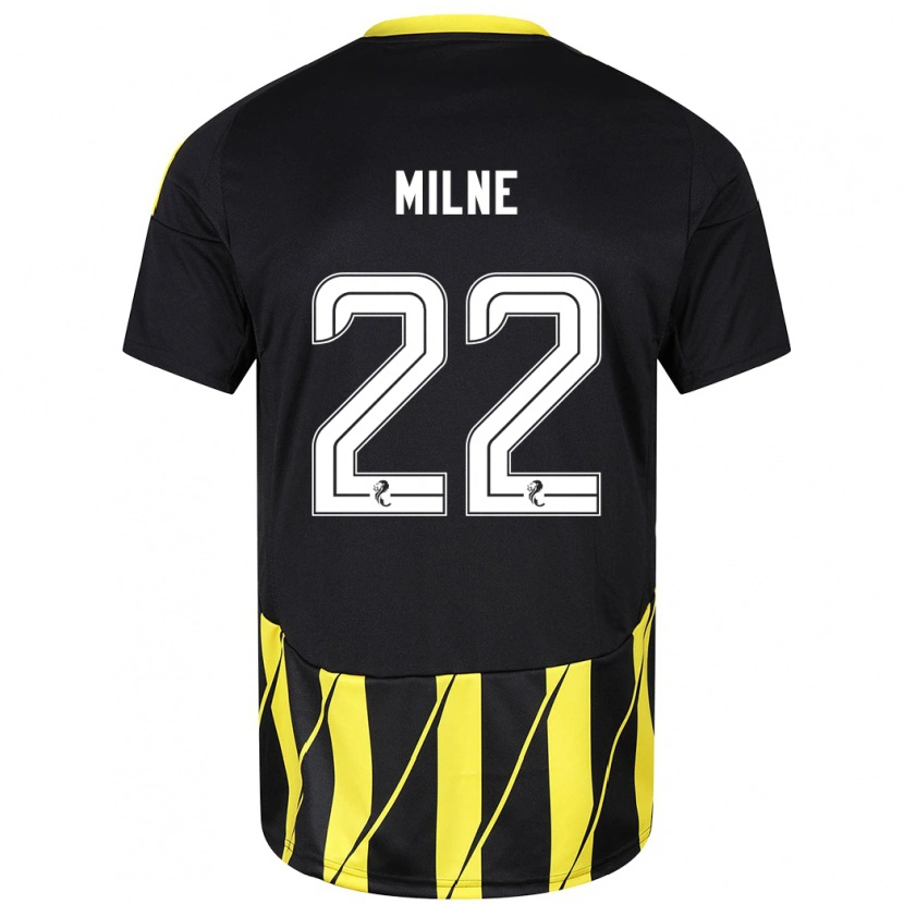 Danxen Barn Jack Milne #22 Svart Gul Bortatröja Matchtröjor 2024/25 Tröjor T-Tröja