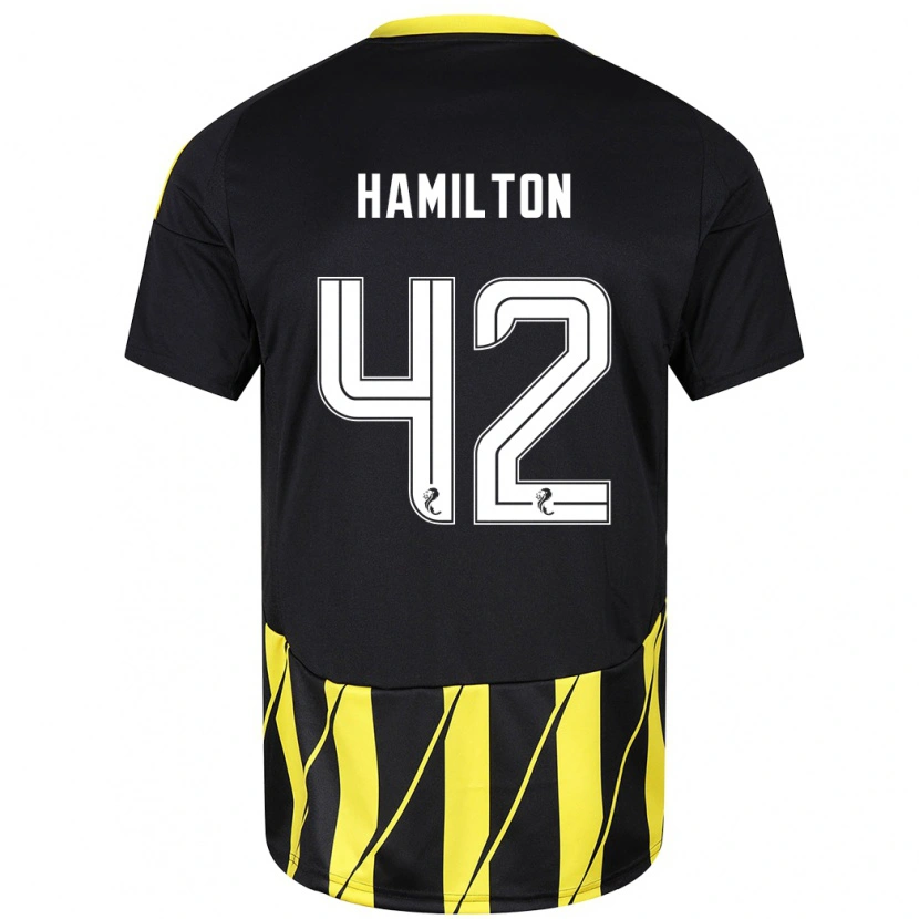 Danxen Barn Brendan Hamilton #42 Svart Gul Bortatröja Matchtröjor 2024/25 Tröjor T-Tröja