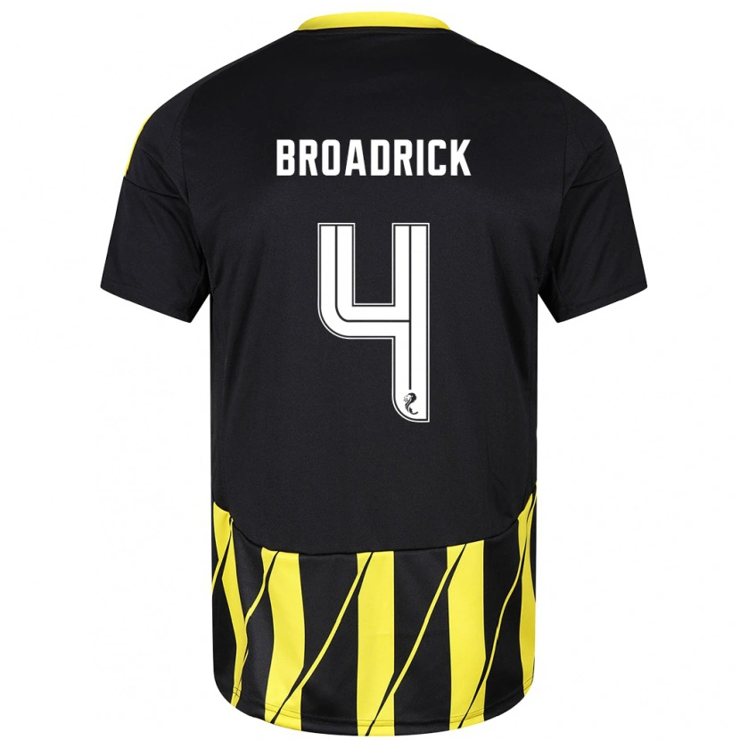 Danxen Barn Jessica Broadrick #4 Svart Gul Bortatröja Matchtröjor 2024/25 Tröjor T-Tröja