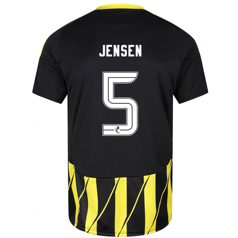Danxen Barn Richard Jensen #5 Svart Gul Bortatröja Matchtröjor 2024/25 Tröjor T-Tröja