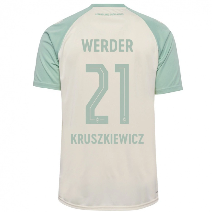 Danxen Barn Jakub Kruszkiewicz #21 Benvit Ljusgrön Bortatröja Matchtröjor 2024/25 Tröjor T-Tröja