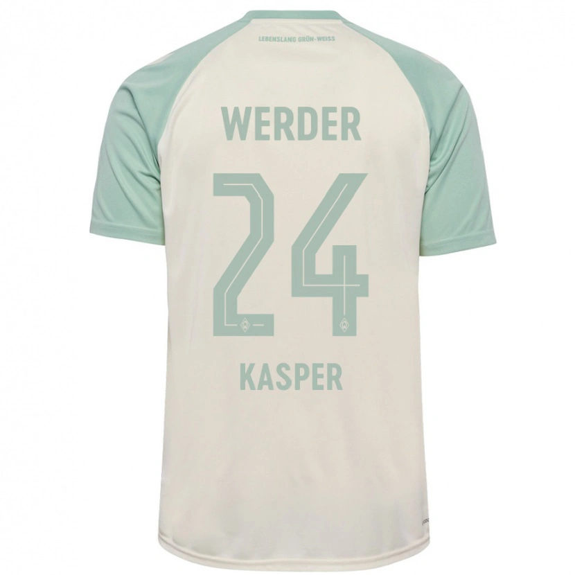 Danxen Barn Dominik Kasper #24 Benvit Ljusgrön Bortatröja Matchtröjor 2024/25 Tröjor T-Tröja