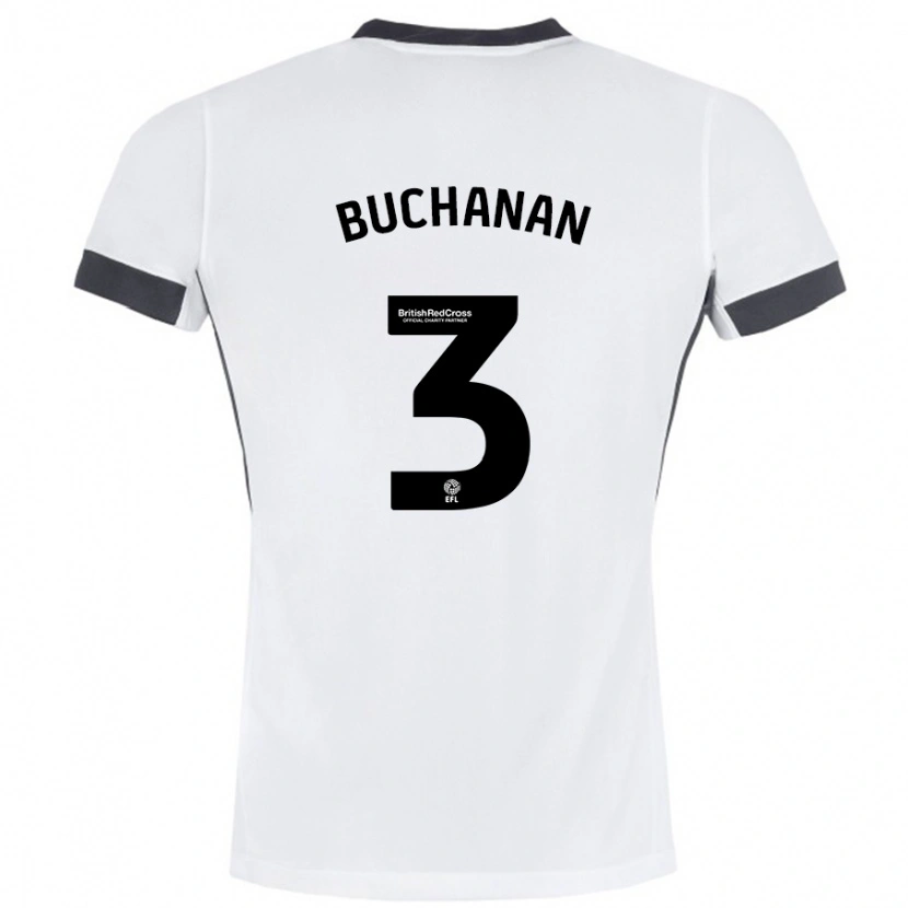 Danxen Barn Lee Buchanan #3 Vit Svart Bortatröja Matchtröjor 2024/25 Tröjor T-Tröja