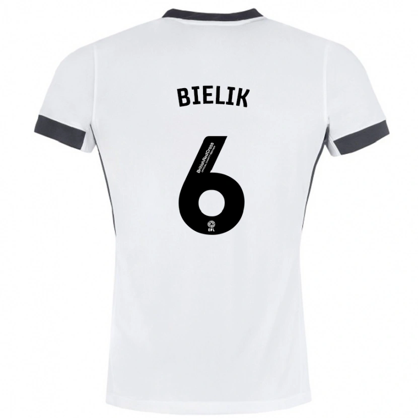 Danxen Barn Krystian Bielik #6 Vit Svart Bortatröja Matchtröjor 2024/25 Tröjor T-Tröja