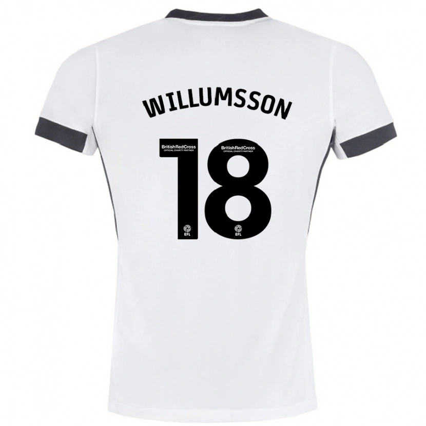 Danxen Barn Willum Thór Willumsson #18 Vit Svart Bortatröja Matchtröjor 2024/25 Tröjor T-Tröja