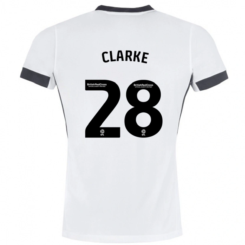 Danxen Barn Charlotte Clarke #28 Vit Svart Bortatröja Matchtröjor 2024/25 Tröjor T-Tröja