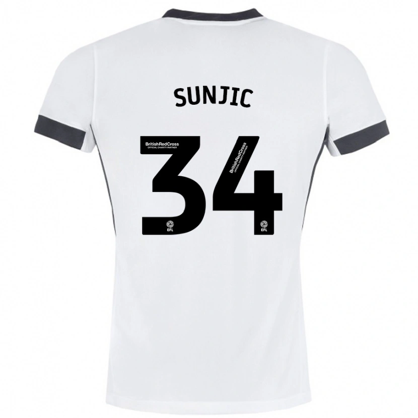 Danxen Barn Ivan Sunjic #34 Vit Svart Bortatröja Matchtröjor 2024/25 Tröjor T-Tröja