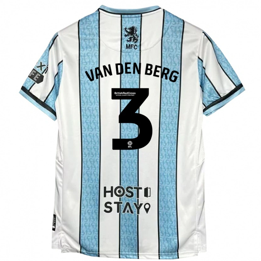 Danxen Barn Rav Van Den Berg #3 Vit Blå Bortatröja Matchtröjor 2024/25 Tröjor T-Tröja