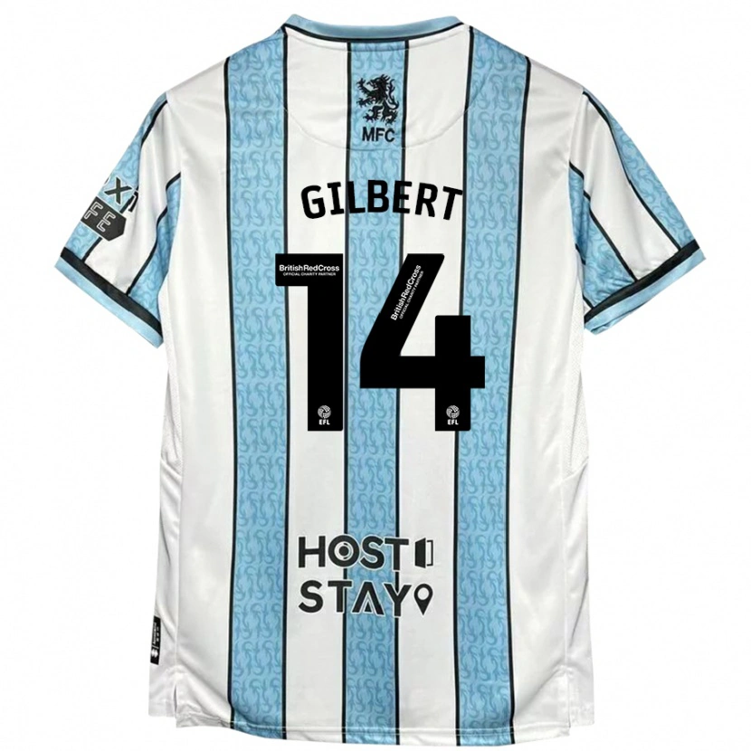 Danxen Barn Alex Gilbert #14 Vit Blå Bortatröja Matchtröjor 2024/25 Tröjor T-Tröja