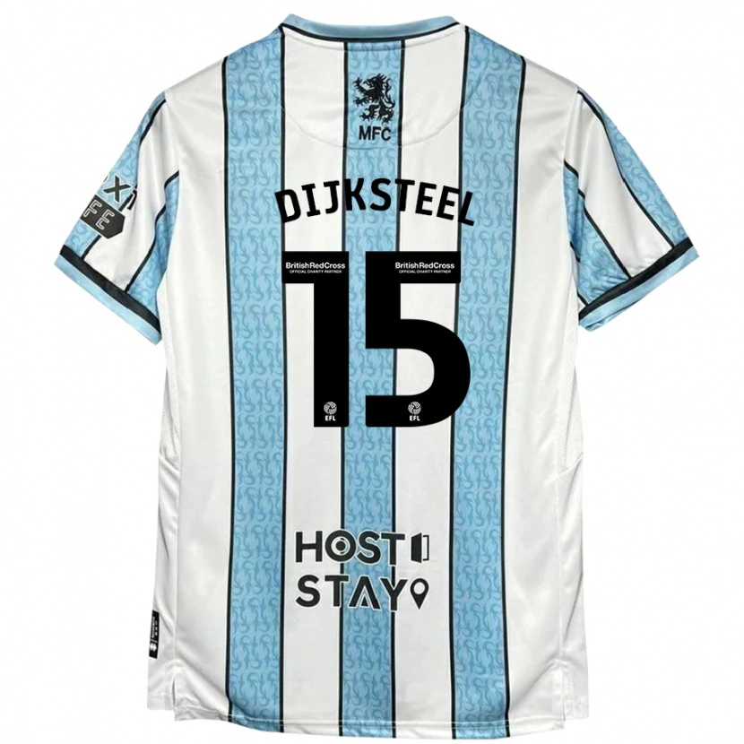 Danxen Barn Anfernee Dijksteel #15 Vit Blå Bortatröja Matchtröjor 2024/25 Tröjor T-Tröja