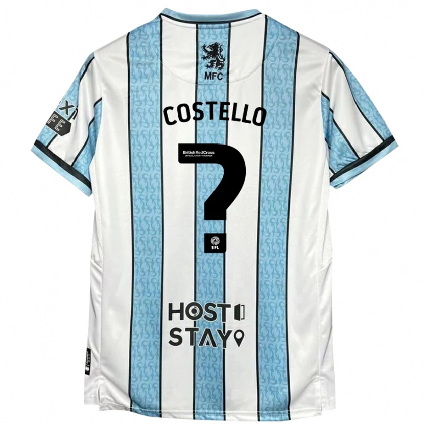 Danxen Barn Jd Costello #0 Vit Blå Bortatröja Matchtröjor 2024/25 Tröjor T-Tröja
