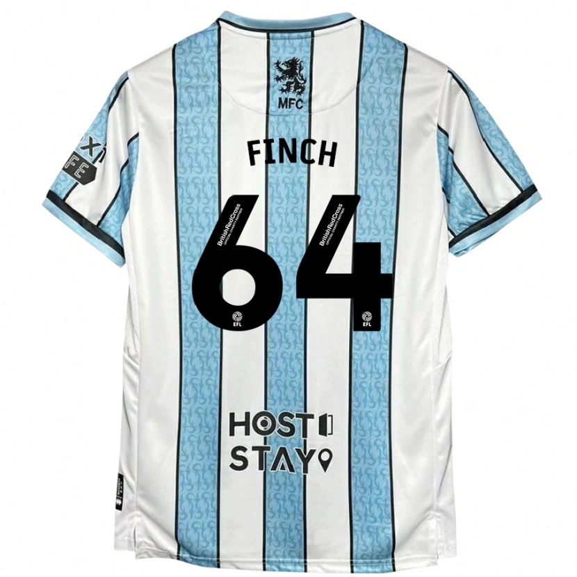 Danxen Barn Sonny Finch #64 Vit Blå Bortatröja Matchtröjor 2024/25 Tröjor T-Tröja