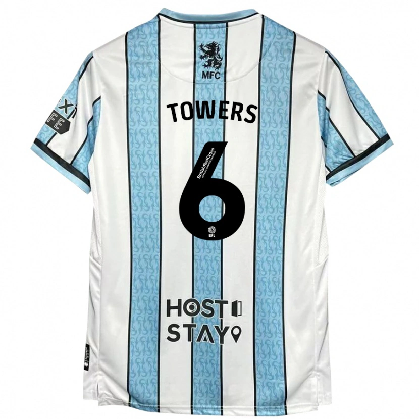 Danxen Barn Abby Towers #6 Vit Blå Bortatröja Matchtröjor 2024/25 Tröjor T-Tröja