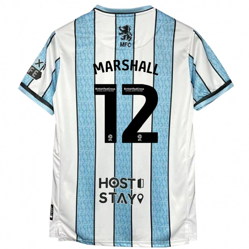 Danxen Barn Eve Marshall #12 Vit Blå Bortatröja Matchtröjor 2024/25 Tröjor T-Tröja