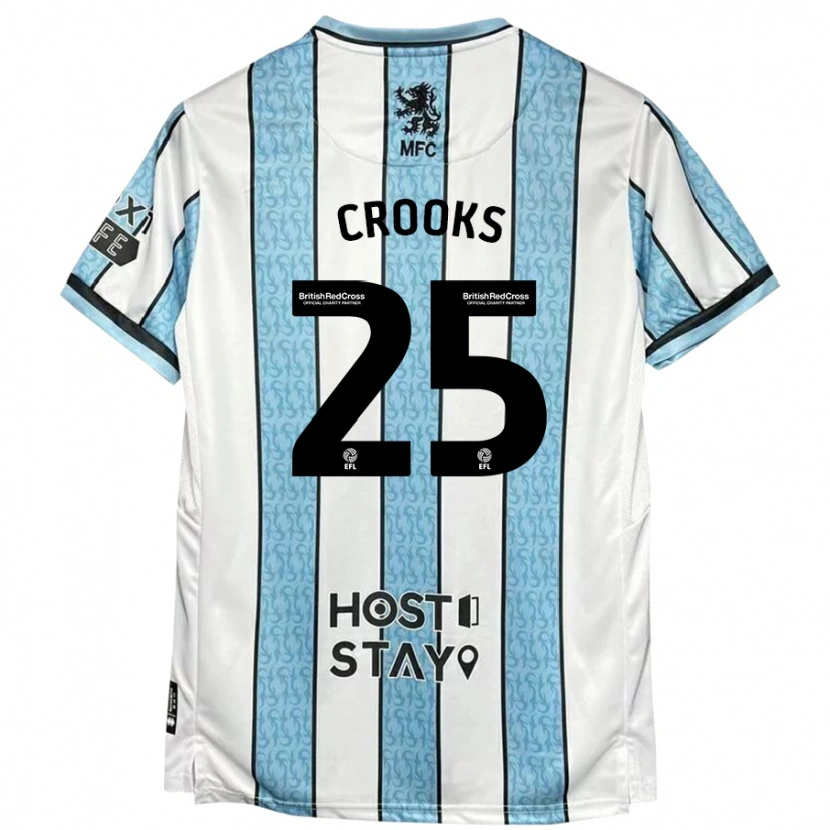 Danxen Barn Matt Crooks #25 Vit Blå Bortatröja Matchtröjor 2024/25 Tröjor T-Tröja
