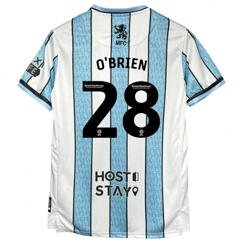 Danxen Barn Lewis O'brien #28 Vit Blå Bortatröja Matchtröjor 2024/25 Tröjor T-Tröja