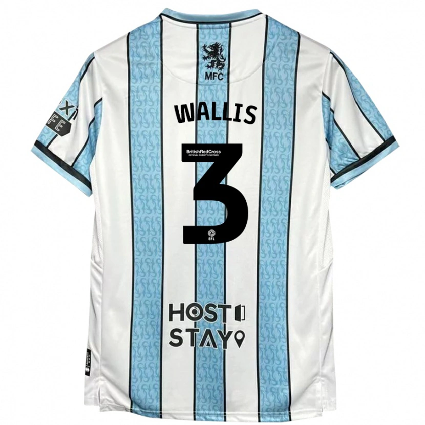 Danxen Barn Emma Wallis #3 Vit Blå Bortatröja Matchtröjor 2024/25 Tröjor T-Tröja