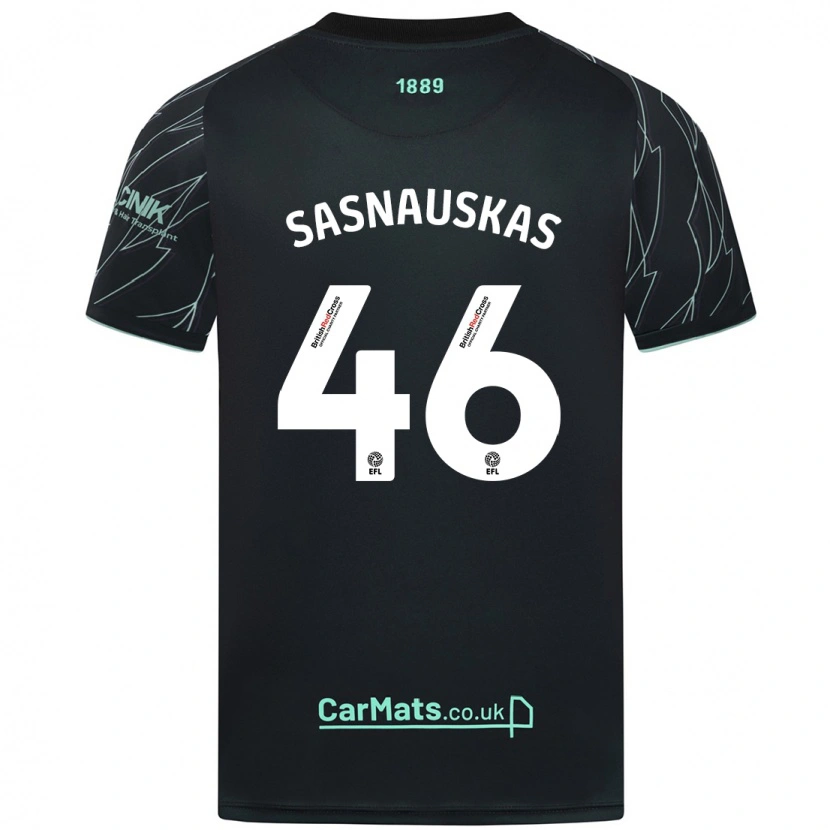 Danxen Barn Dovydas Sasnauskas #46 Svart Grön Bortatröja Matchtröjor 2024/25 Tröjor T-Tröja