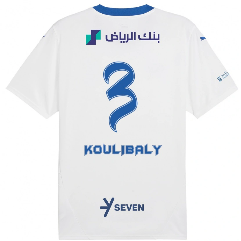 Danxen Barn Kalidou Koulibaly #3 Vit Blå Bortatröja Matchtröjor 2024/25 Tröjor T-Tröja
