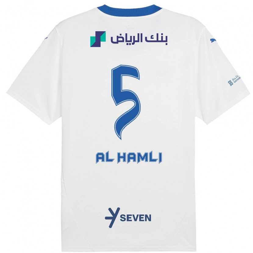 Danxen Barn Noura Al-Hamli #5 Vit Blå Bortatröja Matchtröjor 2024/25 Tröjor T-Tröja