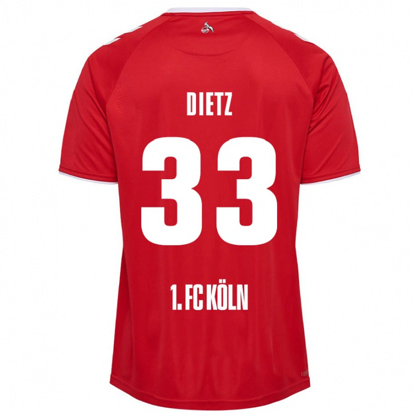Danxen Barn Florian Dietz #33 Röd Vit Bortatröja Matchtröjor 2024/25 Tröjor T-Tröja