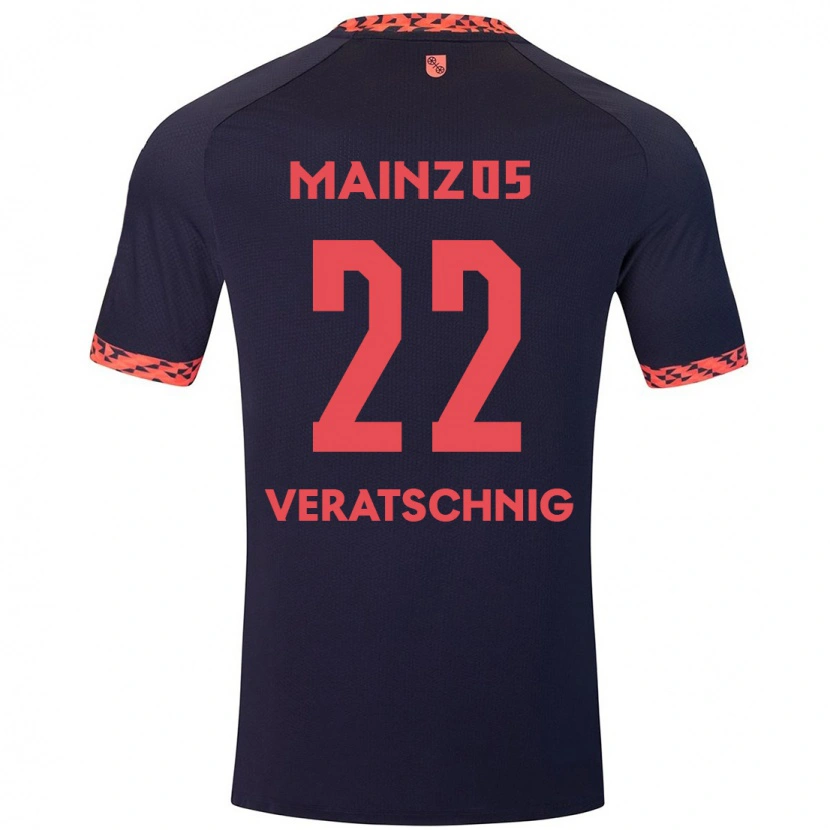 Danxen Barn Nikolas Veratschnig #22 Blå Korallröd Bortatröja Matchtröjor 2024/25 Tröjor T-Tröja