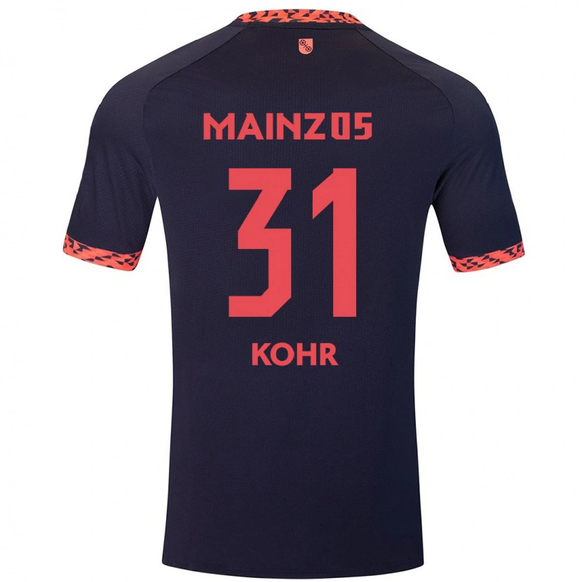 Danxen Barn Dominik Kohr #31 Blå Korallröd Bortatröja Matchtröjor 2024/25 Tröjor T-Tröja