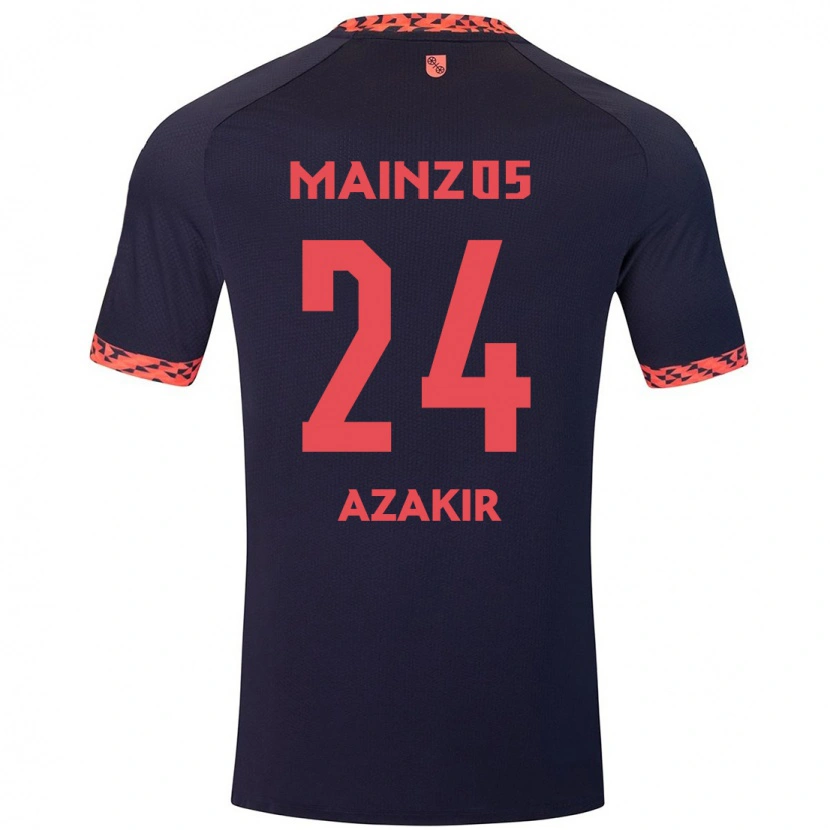 Danxen Barn Dennis Azakir #24 Blå Korallröd Bortatröja Matchtröjor 2024/25 Tröjor T-Tröja