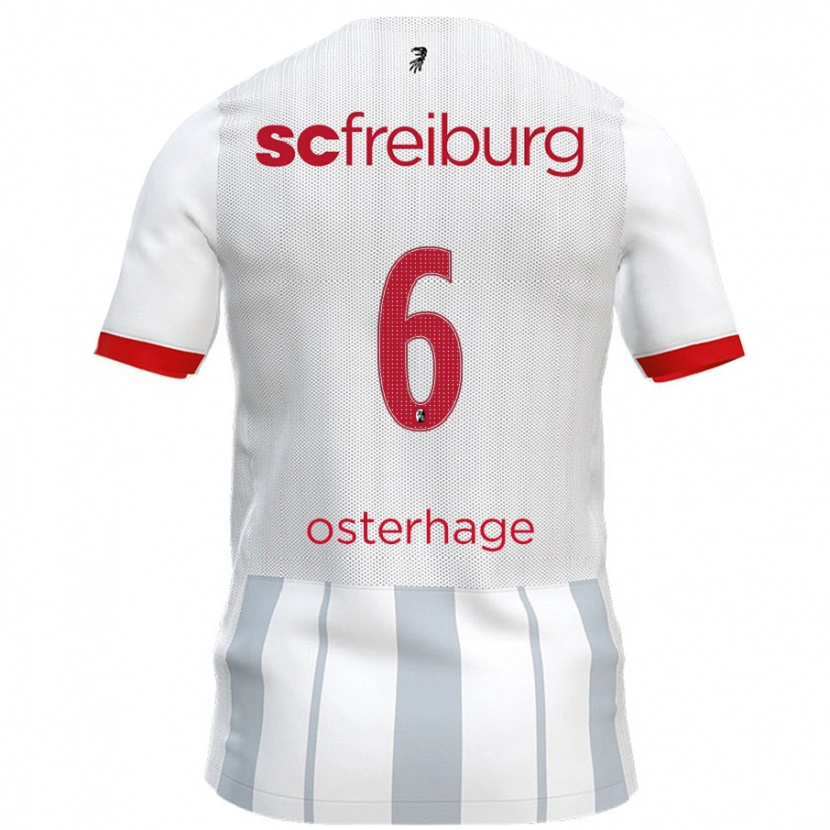 Danxen Barn Patrick Osterhage #6 Vit Grå Bortatröja Matchtröjor 2024/25 Tröjor T-Tröja