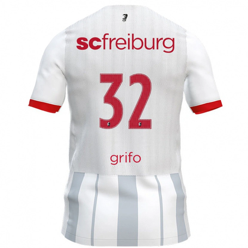 Danxen Barn Vincenzo Grifo #32 Vit Grå Bortatröja Matchtröjor 2024/25 Tröjor T-Tröja
