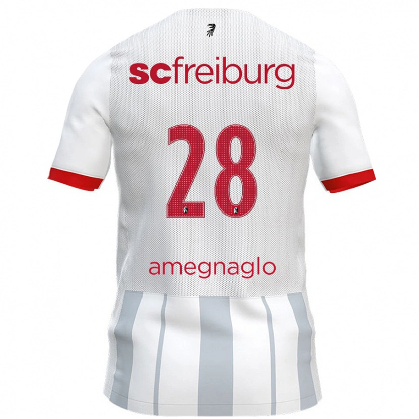 Danxen Barn David Amegnaglo #28 Vit Grå Bortatröja Matchtröjor 2024/25 Tröjor T-Tröja