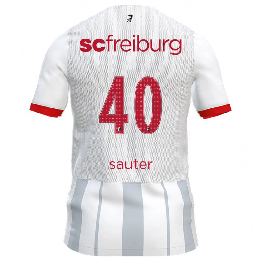 Danxen Barn Niklas Sauter #40 Vit Grå Bortatröja Matchtröjor 2024/25 Tröjor T-Tröja