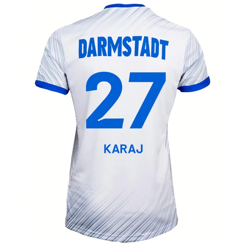 Danxen Barn Eraldo Karaj #27 Vit Blå Bortatröja Matchtröjor 2024/25 Tröjor T-Tröja