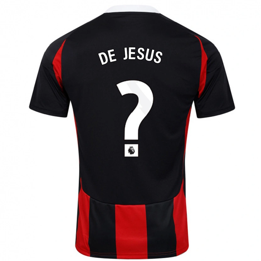 Danxen Barn Brad De Jesus #0 Svart Röd Bortatröja Matchtröjor 2024/25 Tröjor T-Tröja