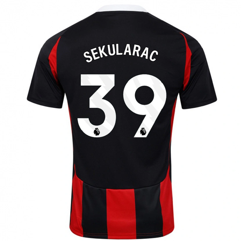 Danxen Barn Kristian Sekularac #39 Svart Röd Bortatröja Matchtröjor 2024/25 Tröjor T-Tröja