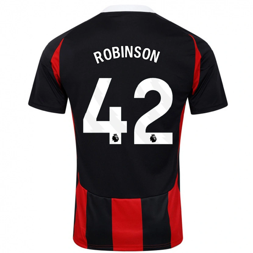 Danxen Barn Charlie Robinson #42 Svart Röd Bortatröja Matchtröjor 2024/25 Tröjor T-Tröja