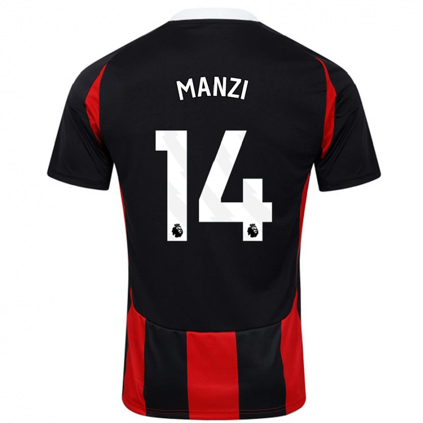 Danxen Barn Sophie Manzi #14 Svart Röd Bortatröja Matchtröjor 2024/25 Tröjor T-Tröja